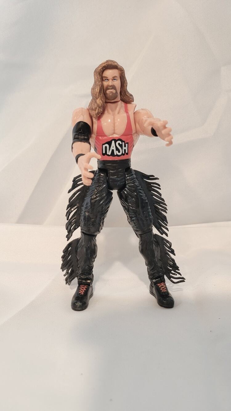 Vintage WCW Kevin Nash Action Figure Red Nash Shirt Fringe Pants Wrestling Toy